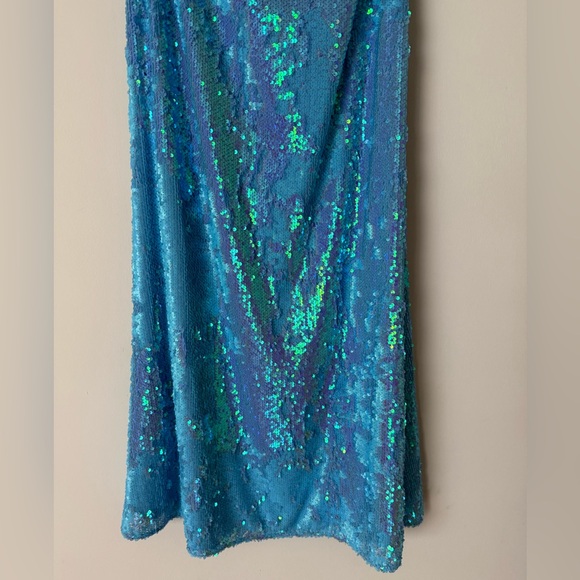 NWOT L'AGENCE Fully Sequined Maxi Skirt In Cloud Blue - Picture 5 of 16